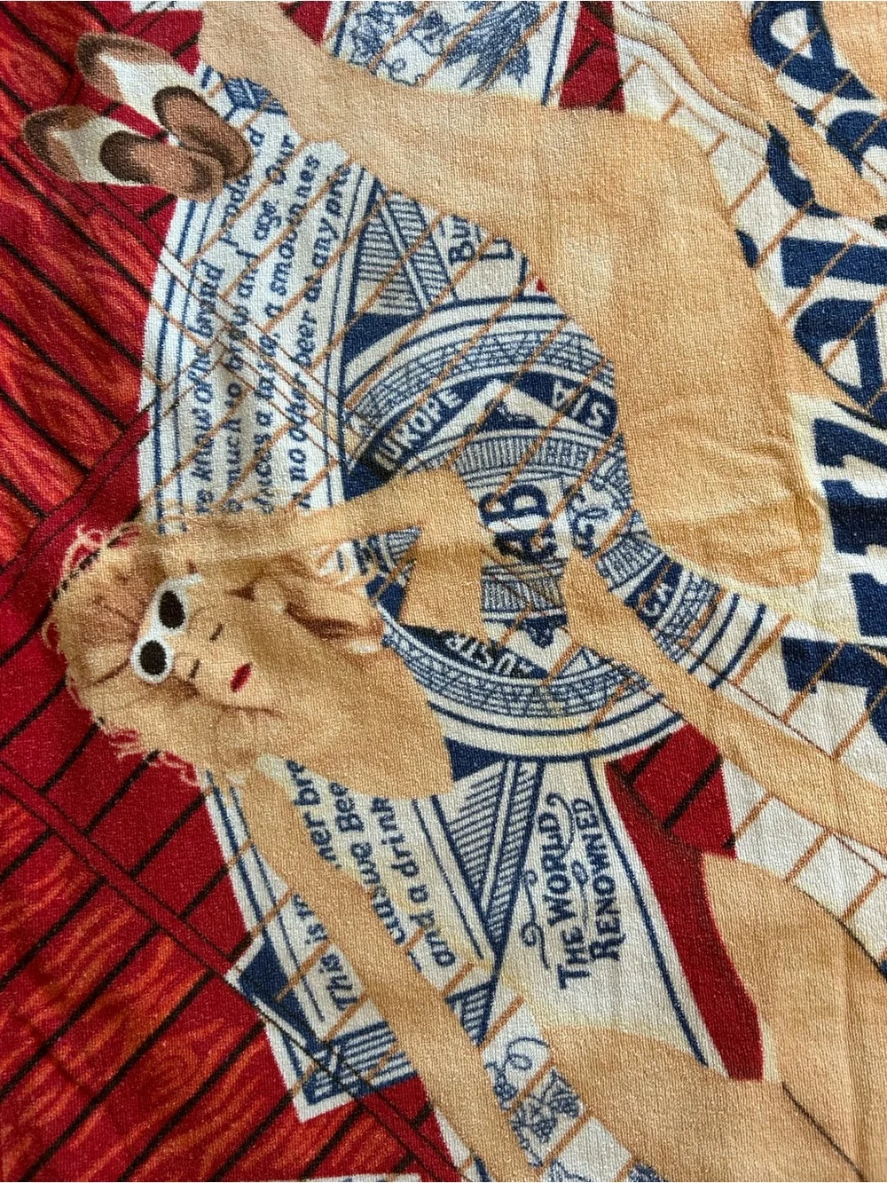 VTG 1980’s Budweiser beach towel featuring a graphic of 